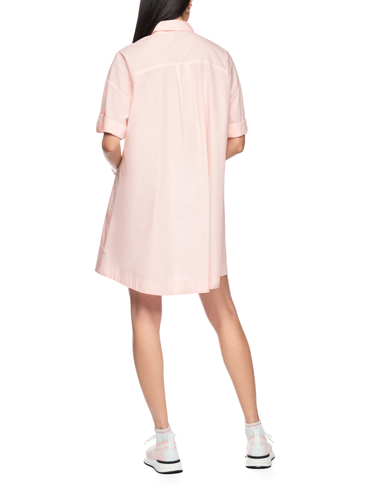 SHORT SLEEVE MINI SHIRT DRESS IN ROSEWATER