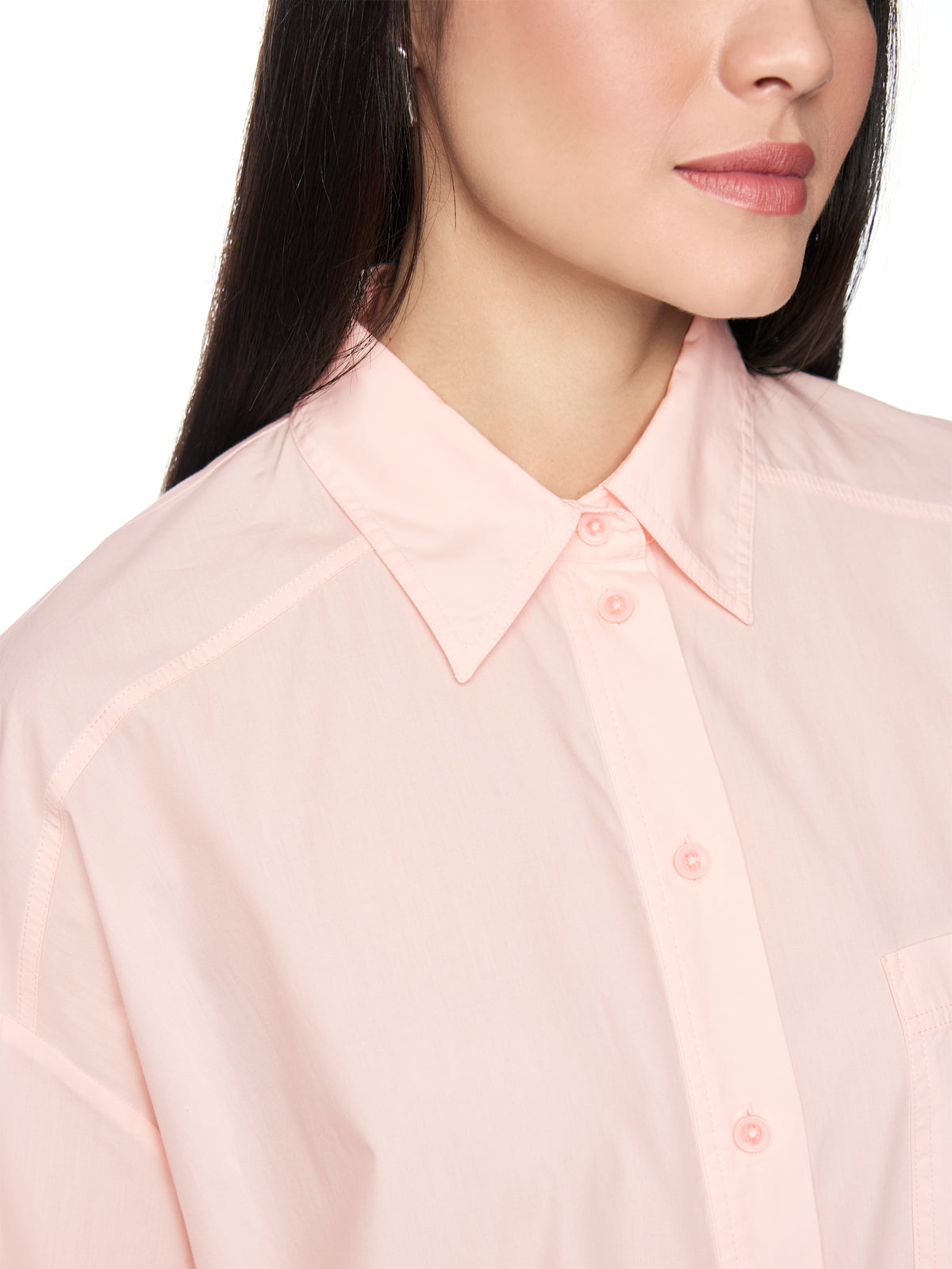 SHORT SLEEVE MINI SHIRT DRESS IN ROSEWATER