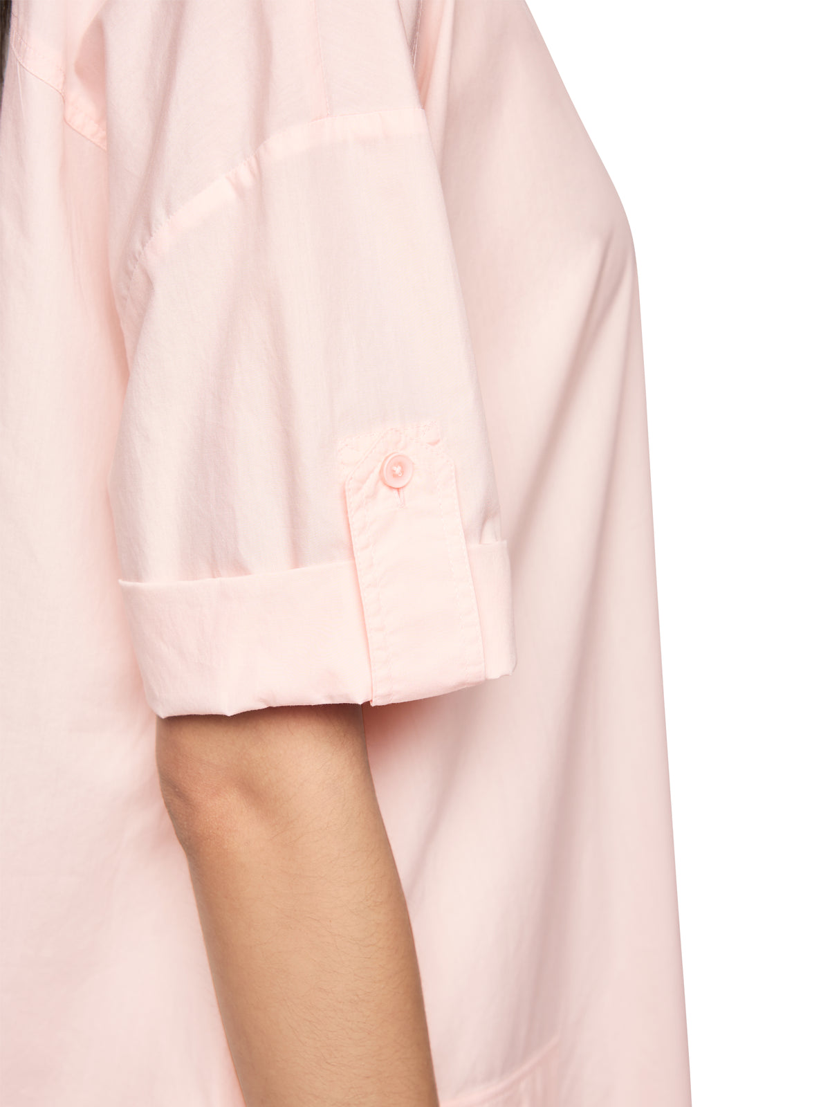 SHORT SLEEVE MINI SHIRT DRESS IN ROSEWATER