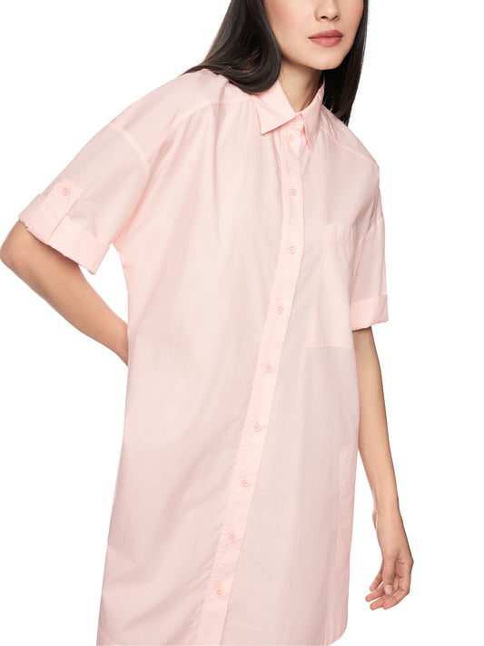 SHORT SLEEVE MINI SHIRT DRESS IN ROSEWATER