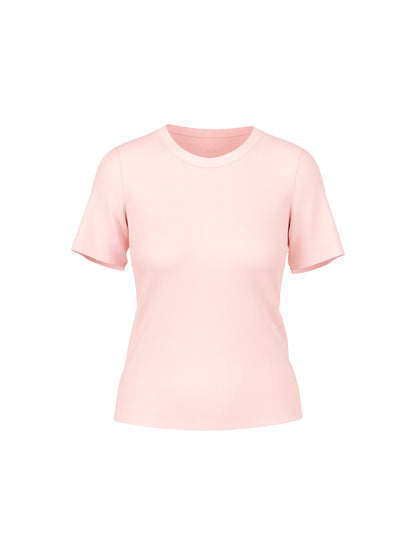 RIBBED SLIM  CREW T-SHIRT IN ROSEWATER