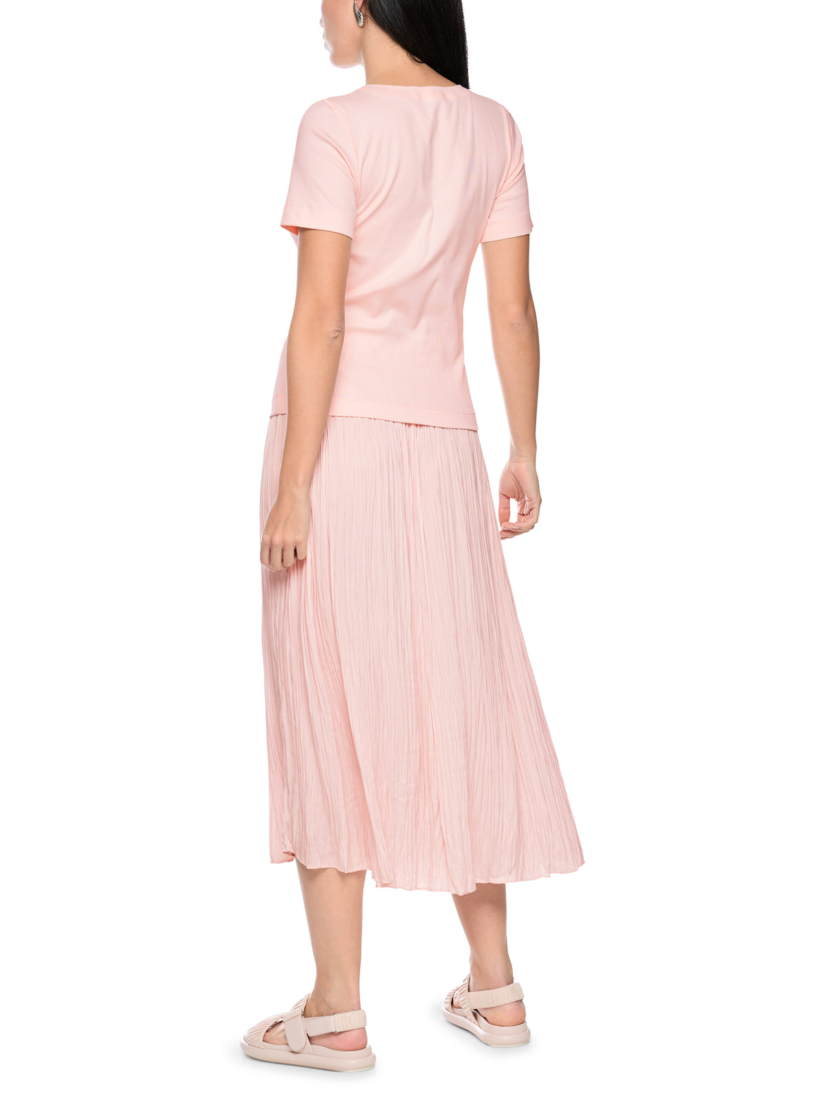 RIBBED SLIM  CREW T-SHIRT IN ROSEWATER