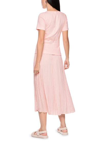RIBBED SLIM  CREW T-SHIRT IN ROSEWATER