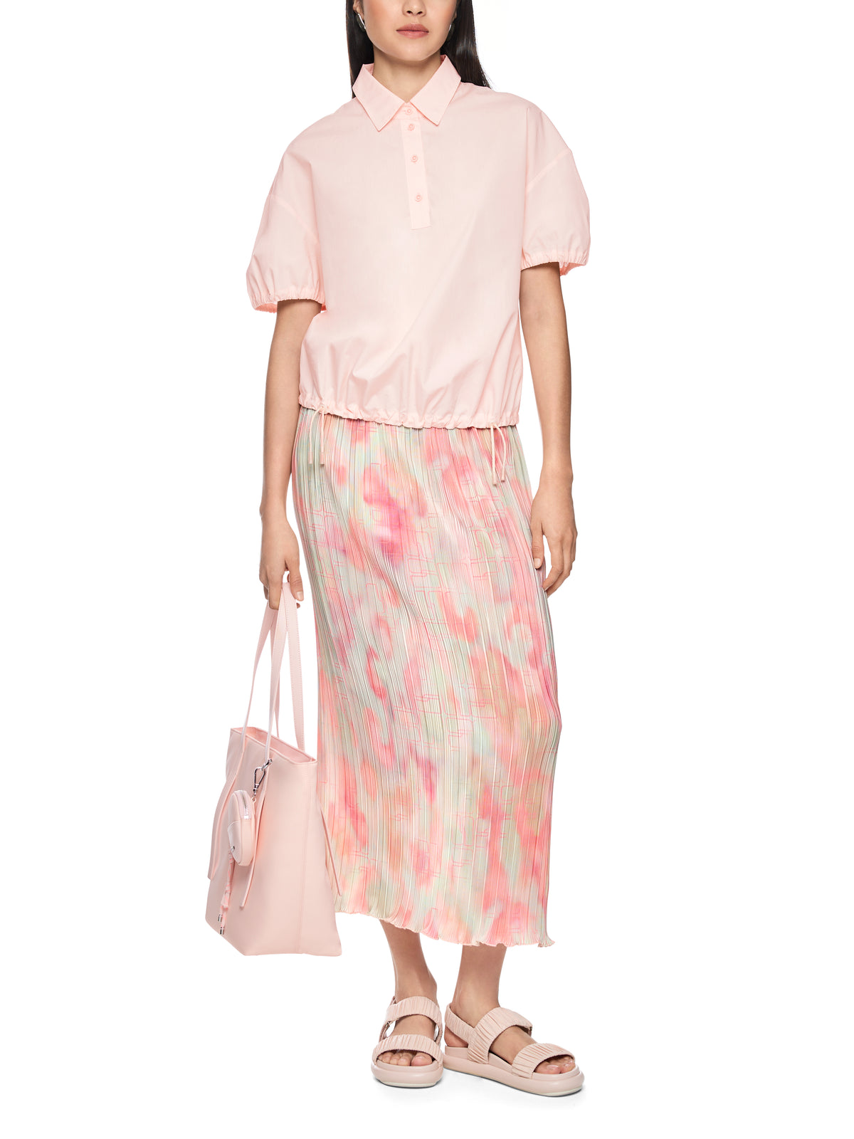SHORT SLEEVE BLOUSE W COLLAR IN ROSEWATER