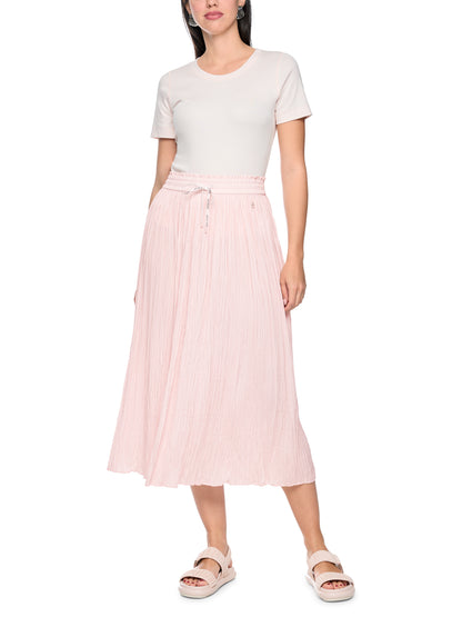 PLEATED SKIRT W ELASTIC WAISTBAND IN ROSEWATER