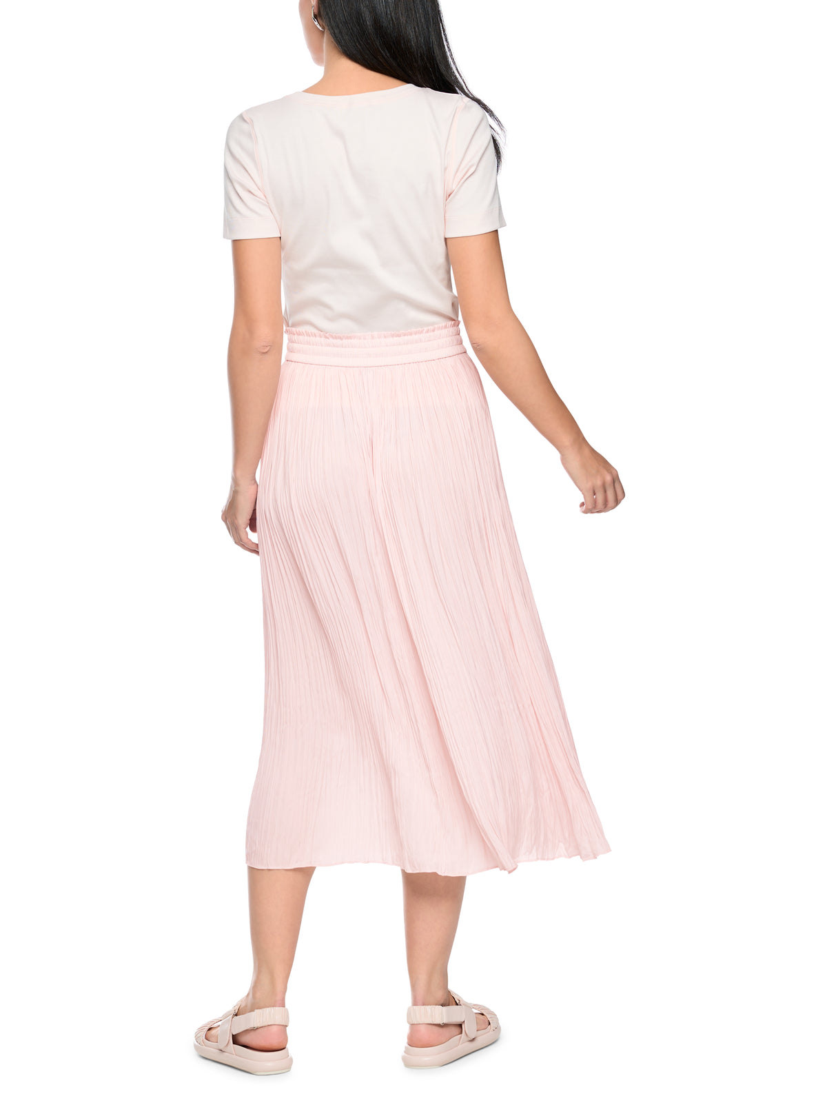 PLEATED SKIRT W ELASTIC WAISTBAND IN ROSEWATER