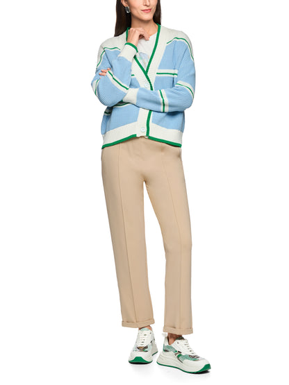 Cotton Blend Cardigan In Skyway Stripe by Marc Cain - view 7