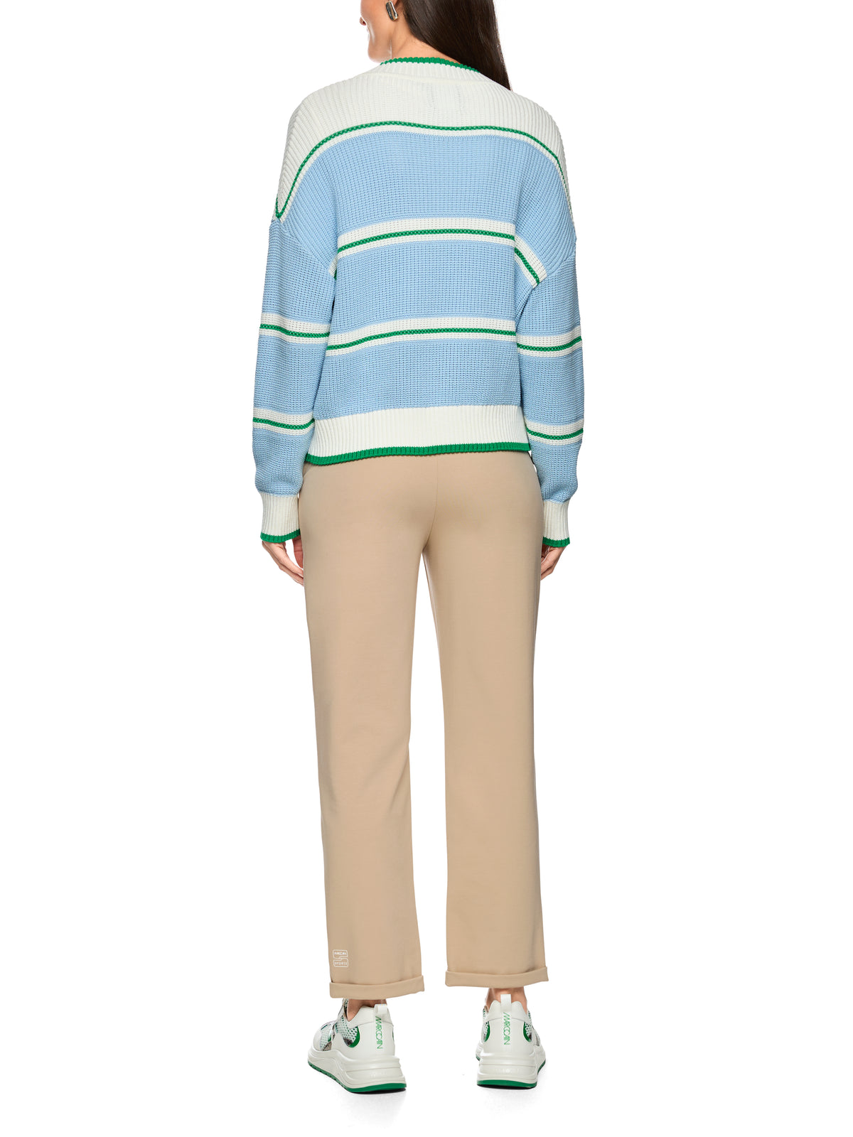 Cotton Blend Cardigan In Skyway Stripe by Marc Cain - view 6
