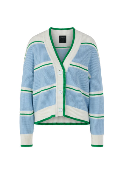 Cotton Blend Cardigan In Skyway Stripe by Marc Cain - view 1