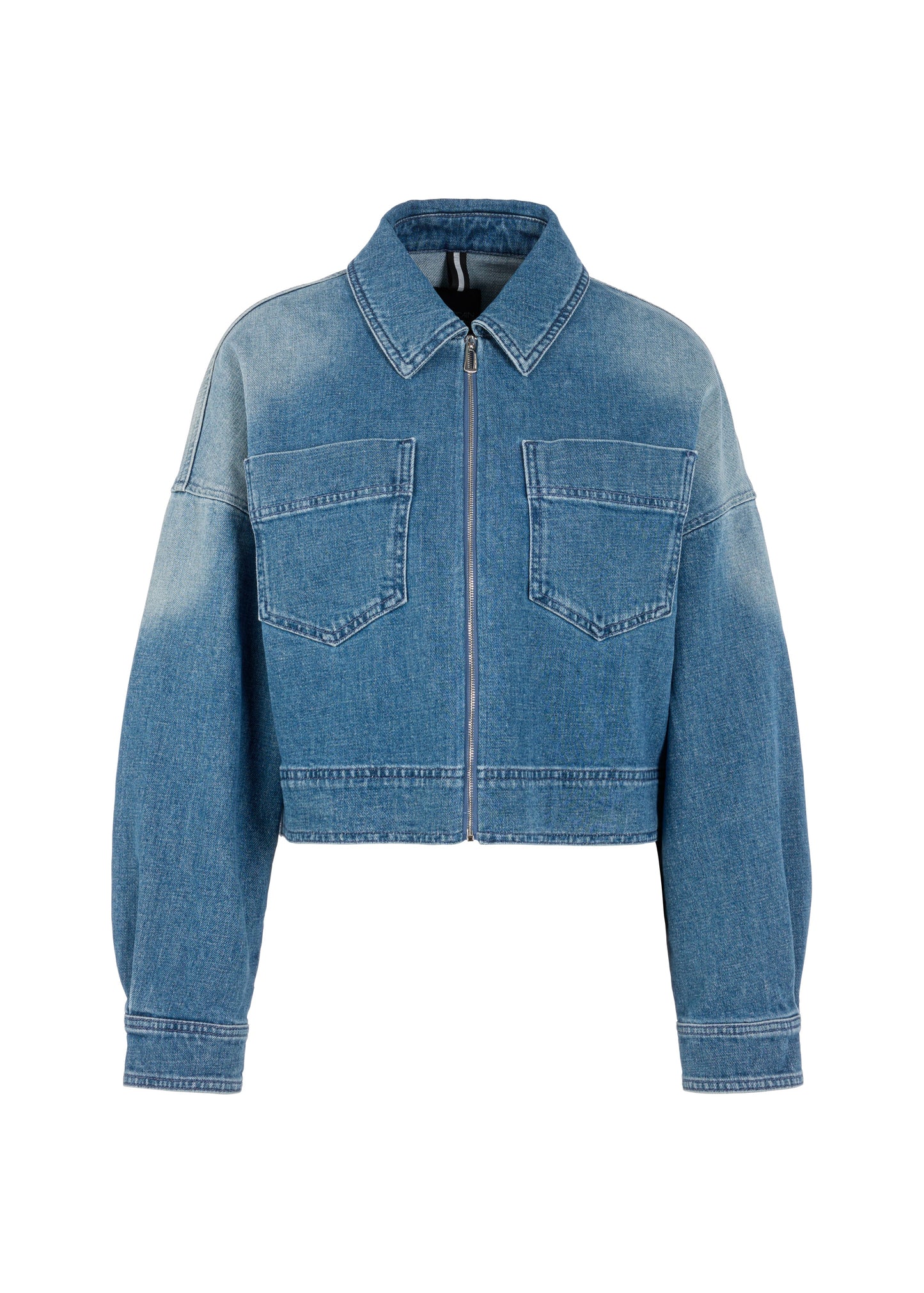 Zip Front Lightweight Jacket In Blue Denim by Marc Cain - view 1