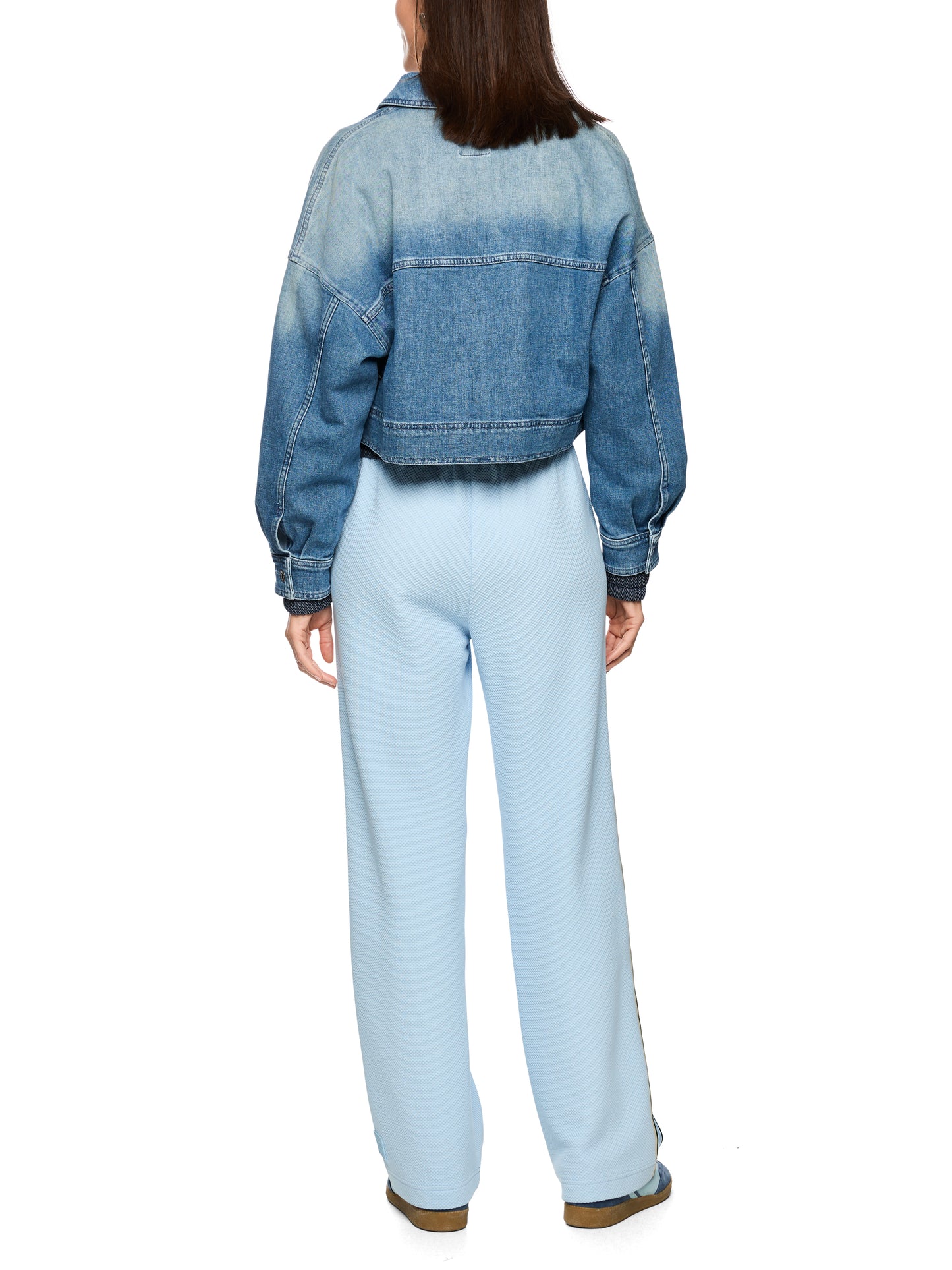 Zip Front Lightweight Jacket In Blue Denim by Marc Cain - view 5