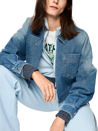 Zip Front Lightweight Jacket In Blue Denim by Marc Cain - view 3