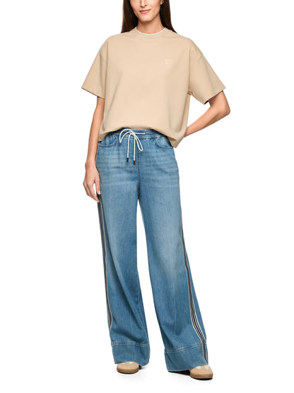 Drawstring Jean In Soft Blue Denim by Marc Cain - view 7