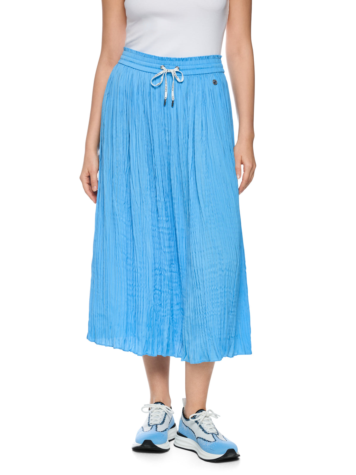 PLEATED SKIRT W ELASTIC WAISTBAND IN LT BOY BLUE