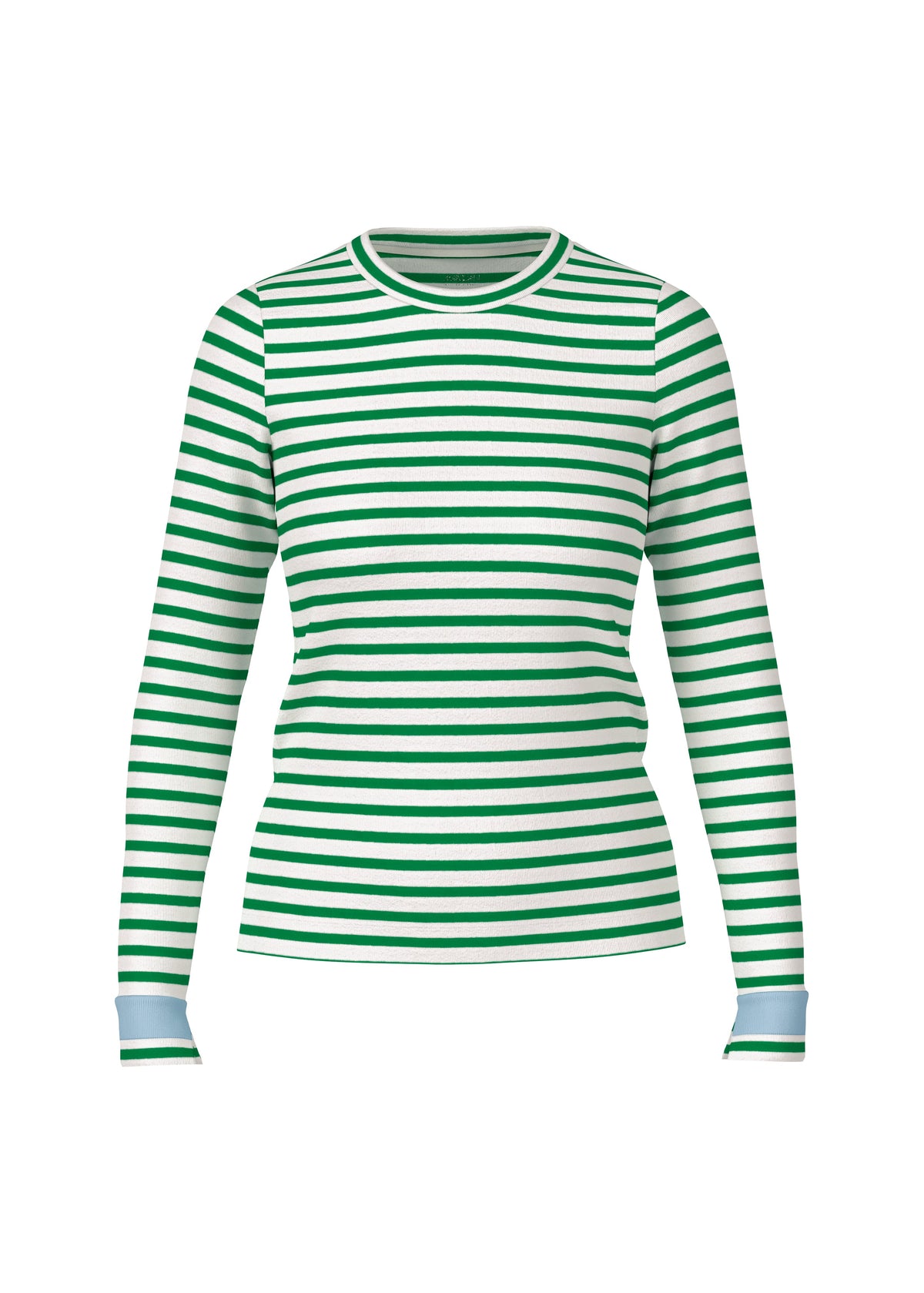 Cotton Rib T-Shirt In Bright Emerald Stripe by Marc Cain - view 1