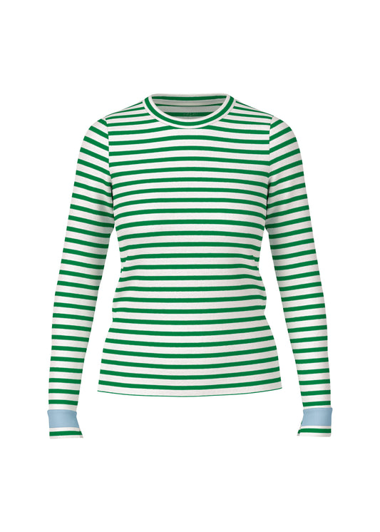 Cotton Rib T-Shirt In Bright Emerald Stripe by Marc Cain - view 1