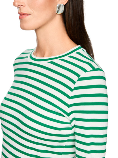 Cotton Rib T-Shirt In Bright Emerald Stripe by Marc Cain - view 4