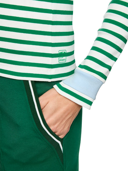 Cotton Rib T-Shirt In Bright Emerald Stripe by Marc Cain - view 3