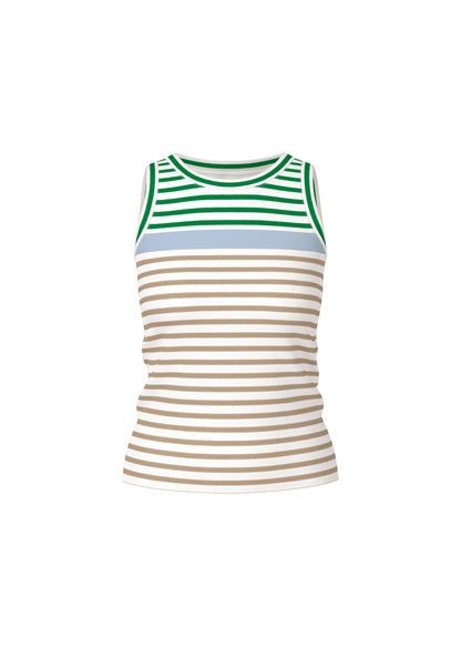 Rib Tank Top In Bright Emerald Stripe by Marc Cain - view 1