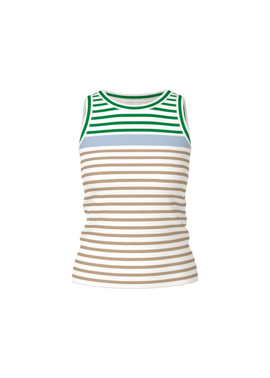 Rib Tank Top In Bright Emerald Stripe by Marc Cain - view 1