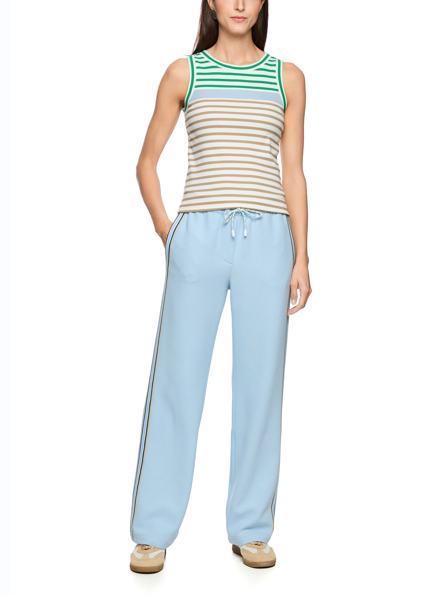 Rib Tank Top In Bright Emerald Stripe by Marc Cain - view 5