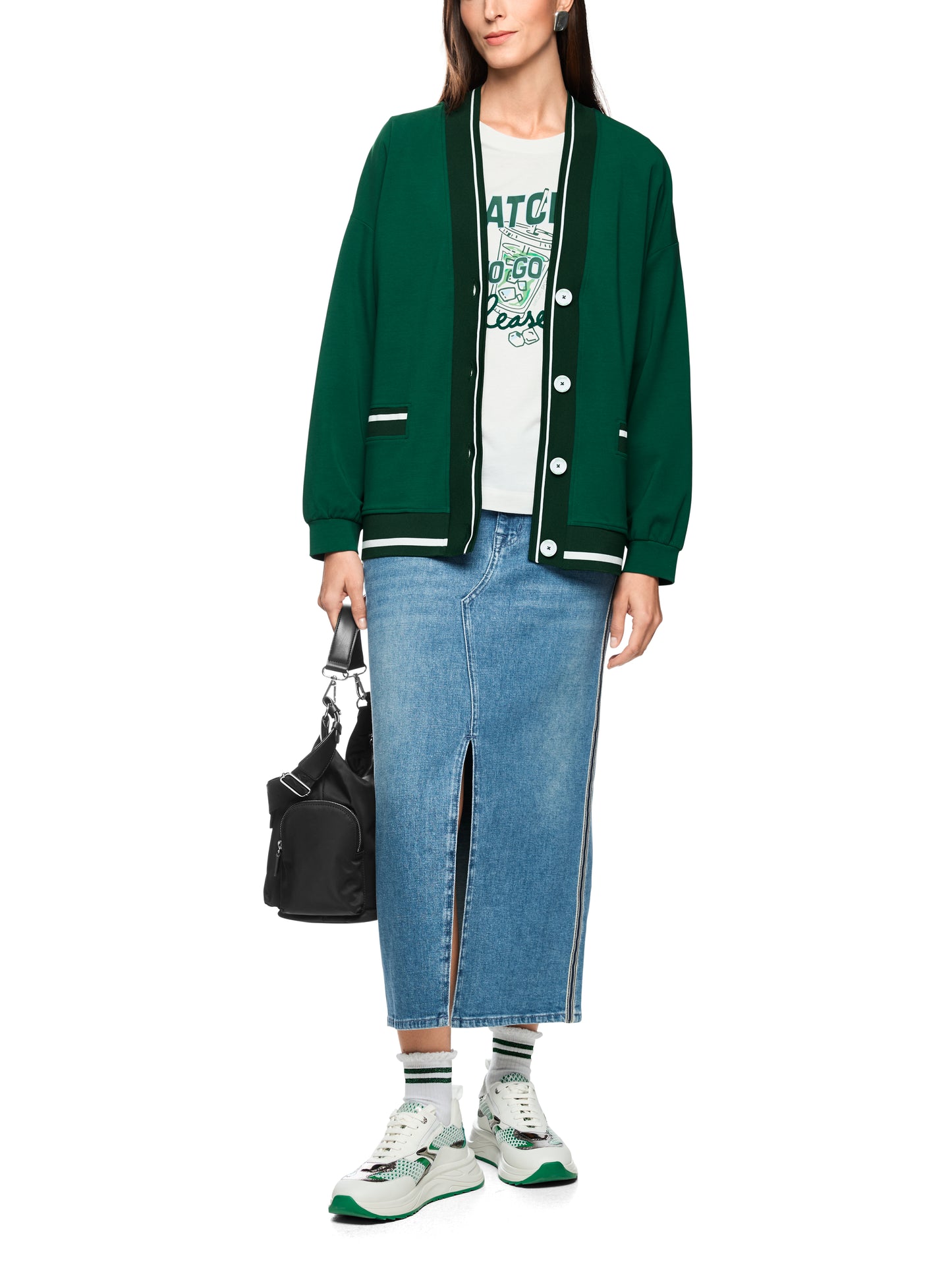 Varsity Jacket In Dark Jade Green by Marc Cain - view 7