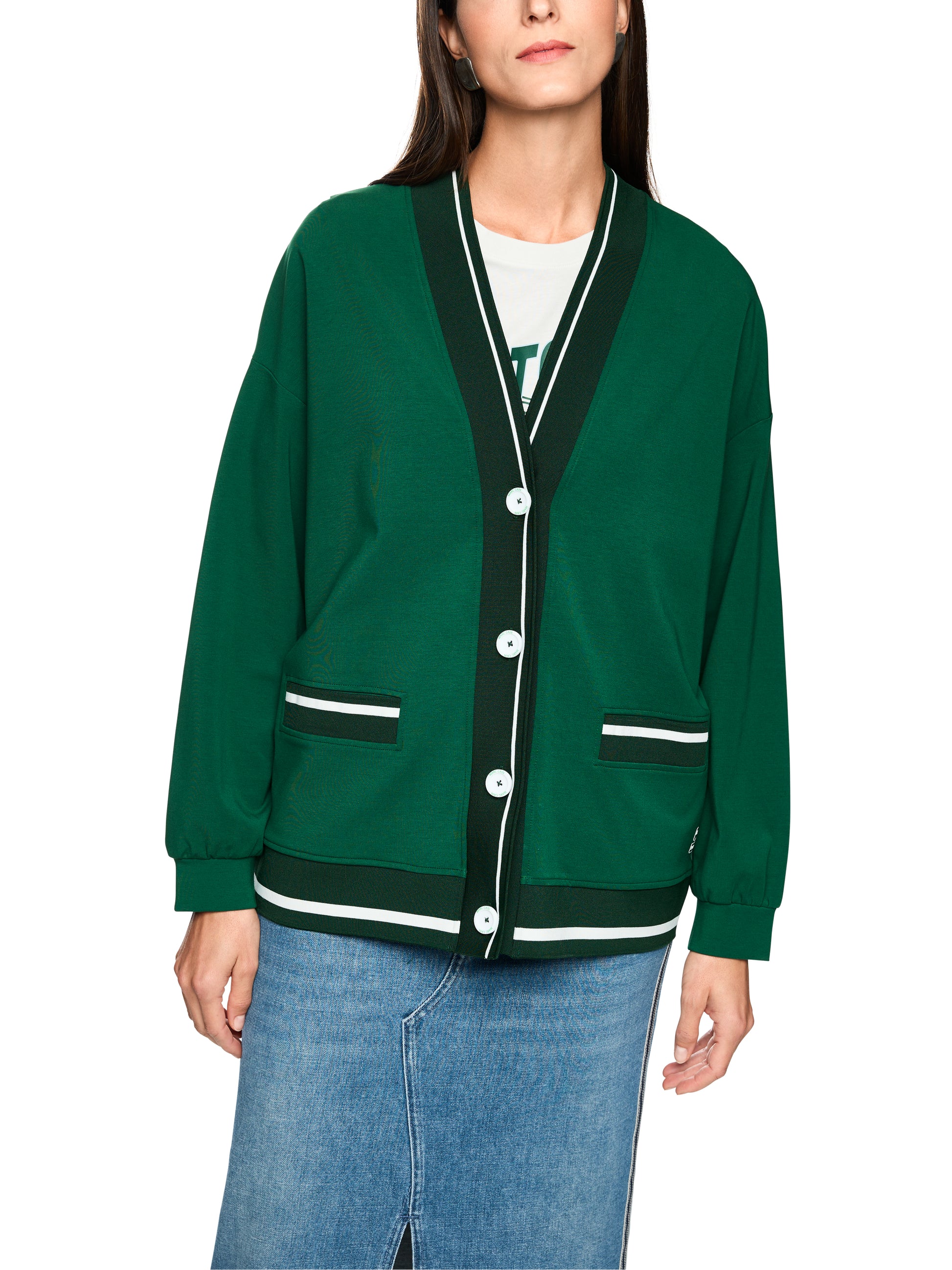 Varsity Jacket In Dark Jade Green by Marc Cain - view 2