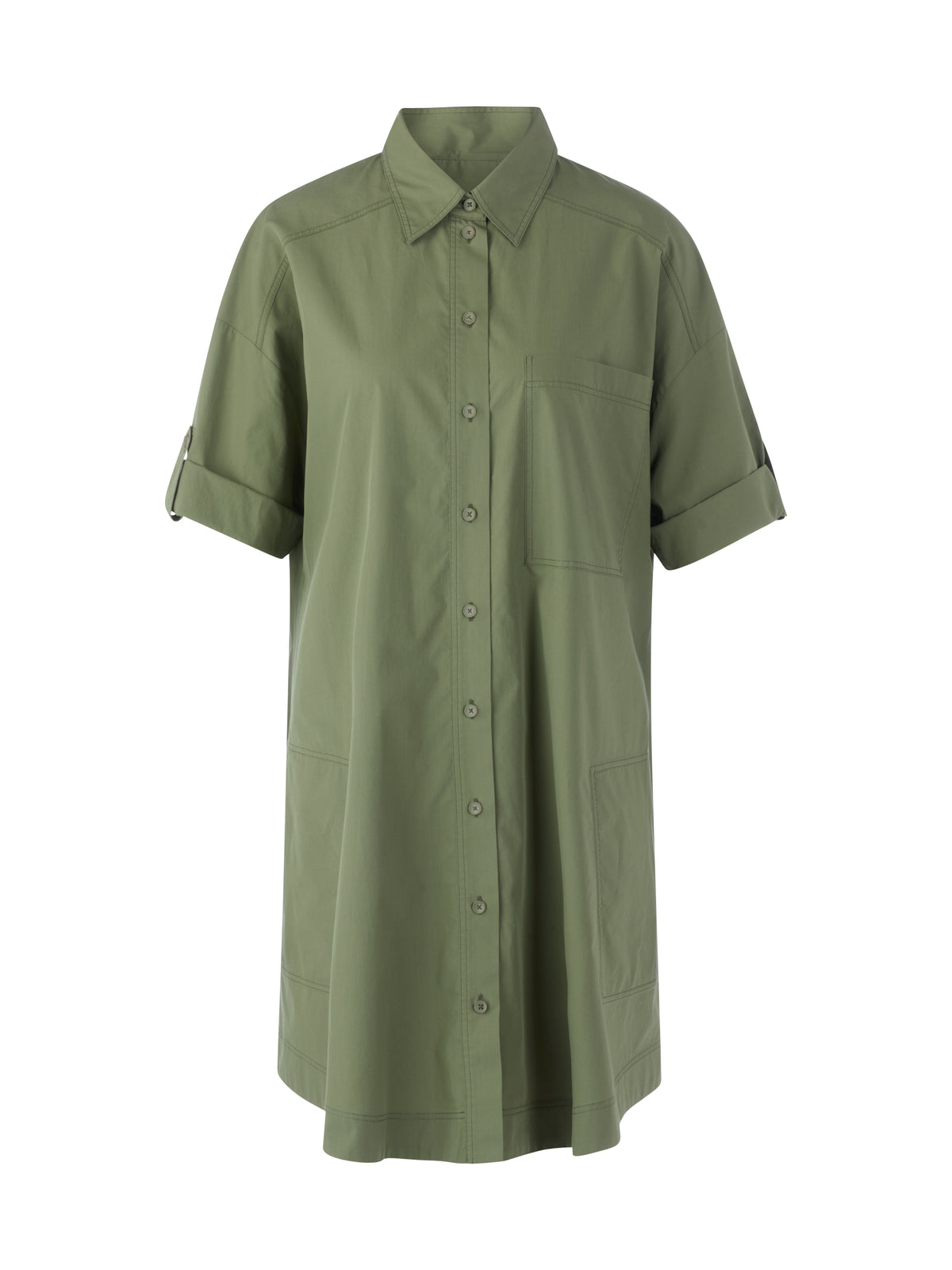 SHORT SLEEVE MINI SHIRT DRESS IN OLIVINE