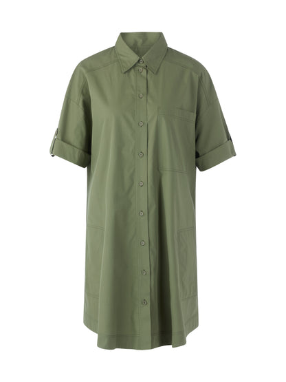SHORT SLEEVE MINI SHIRT DRESS IN OLIVINE