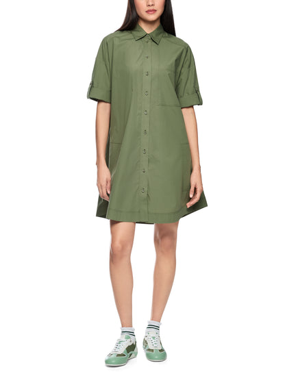 SHORT SLEEVE MINI SHIRT DRESS IN OLIVINE