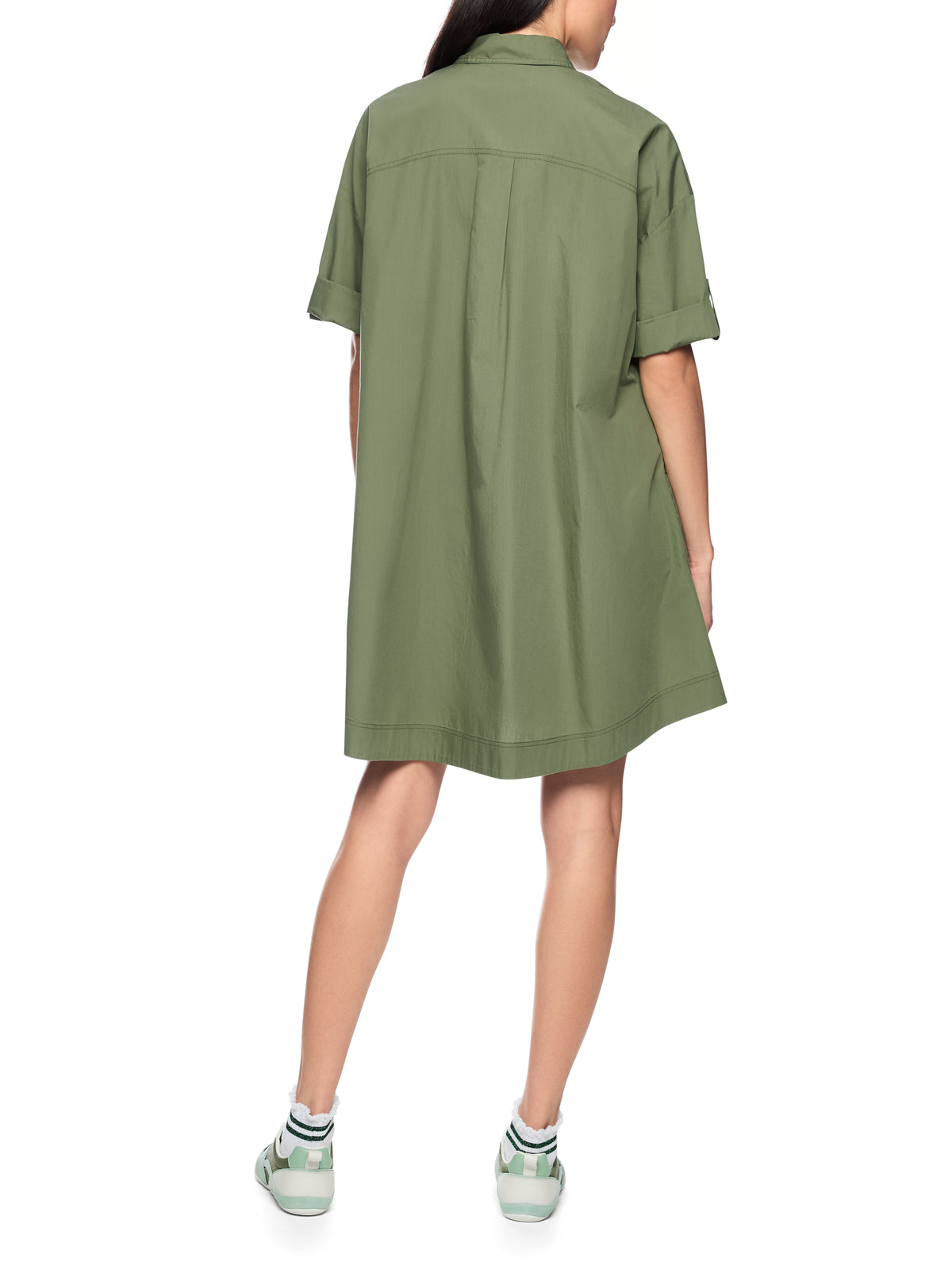 SHORT SLEEVE MINI SHIRT DRESS IN OLIVINE