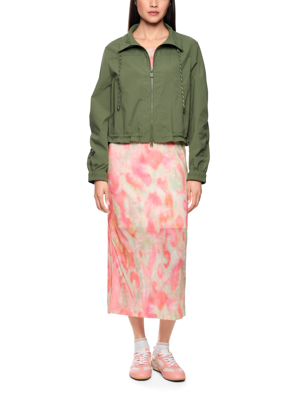 CROPPED CASUAL BOMBER JACKET IN OLIVINE