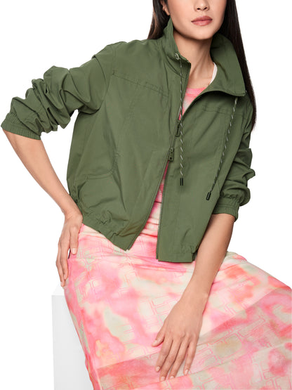 CROPPED CASUAL BOMBER JACKET IN OLIVINE