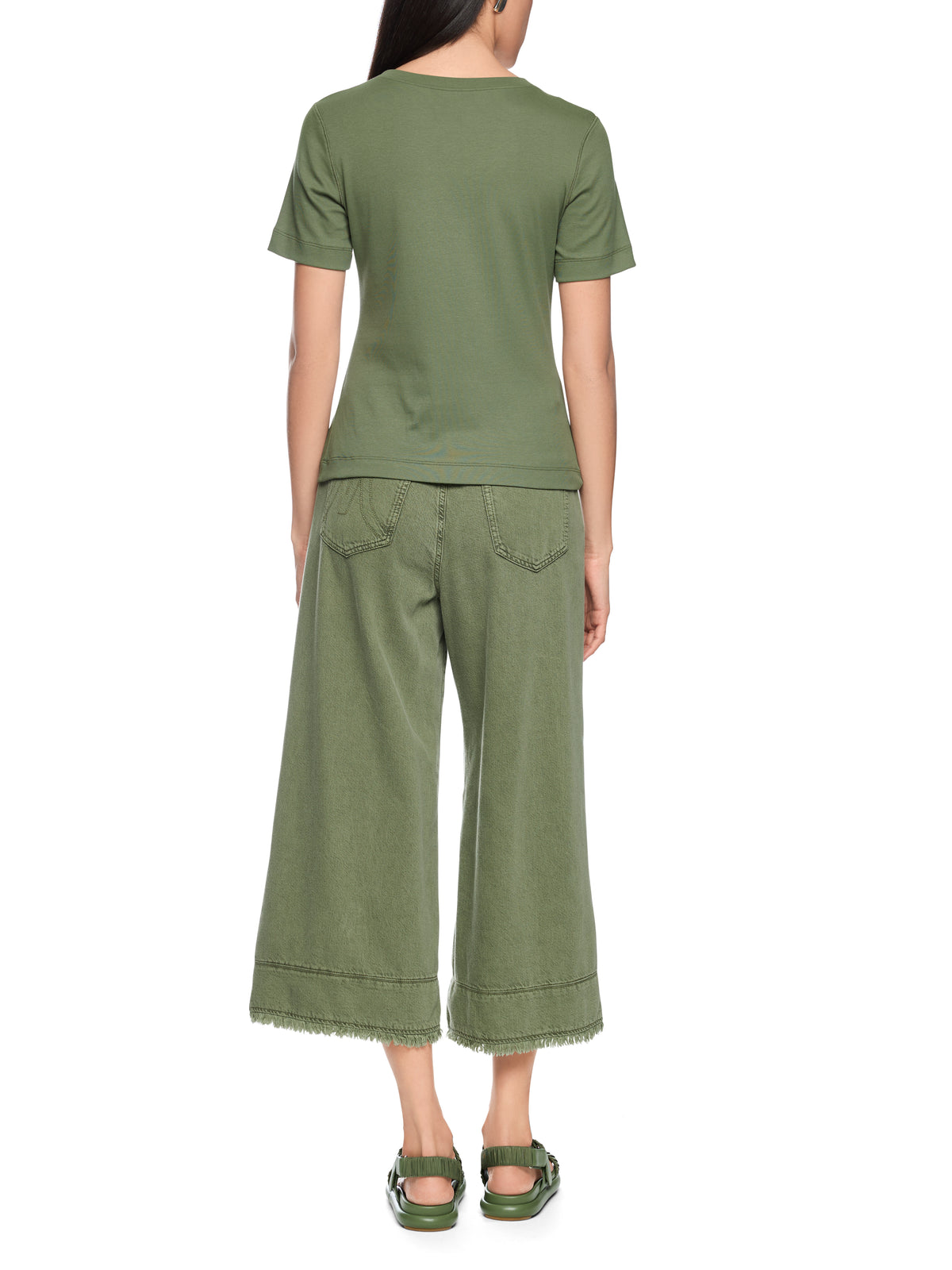 RIBBED SLIM CREW T-SHIRT IN OLIVINE