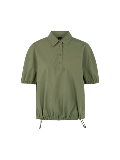 SHORT SLEEVE BLOUSE W COLLAR IN OLIVINE