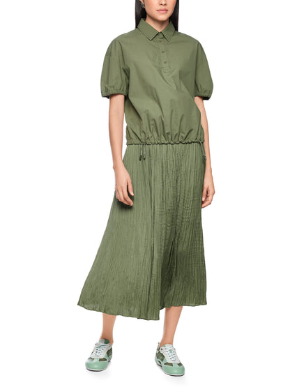 SHORT SLEEVE BLOUSE W COLLAR IN OLIVINE