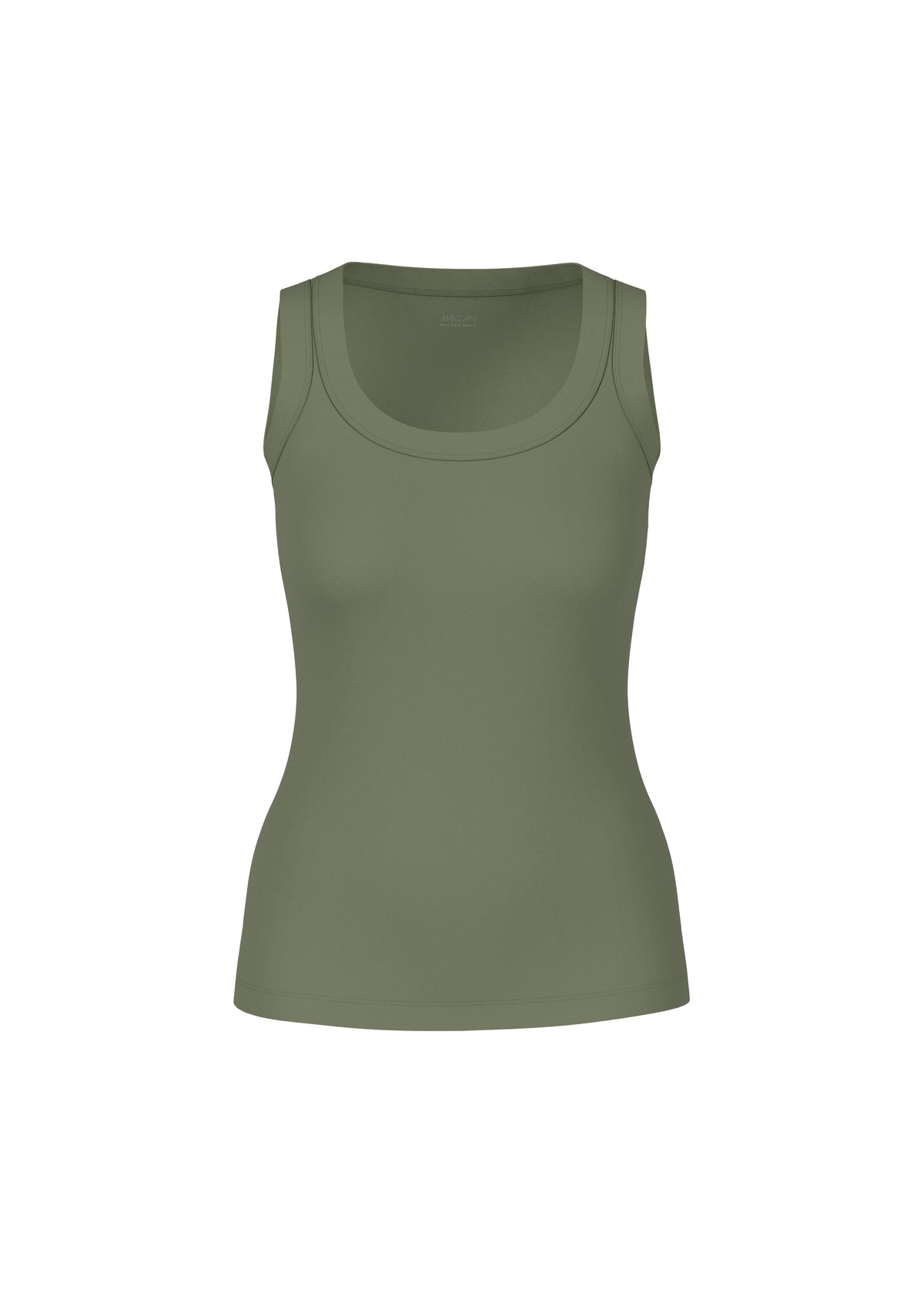 BASIC RIB SCOOP NECK TANK IN OLIVINE
