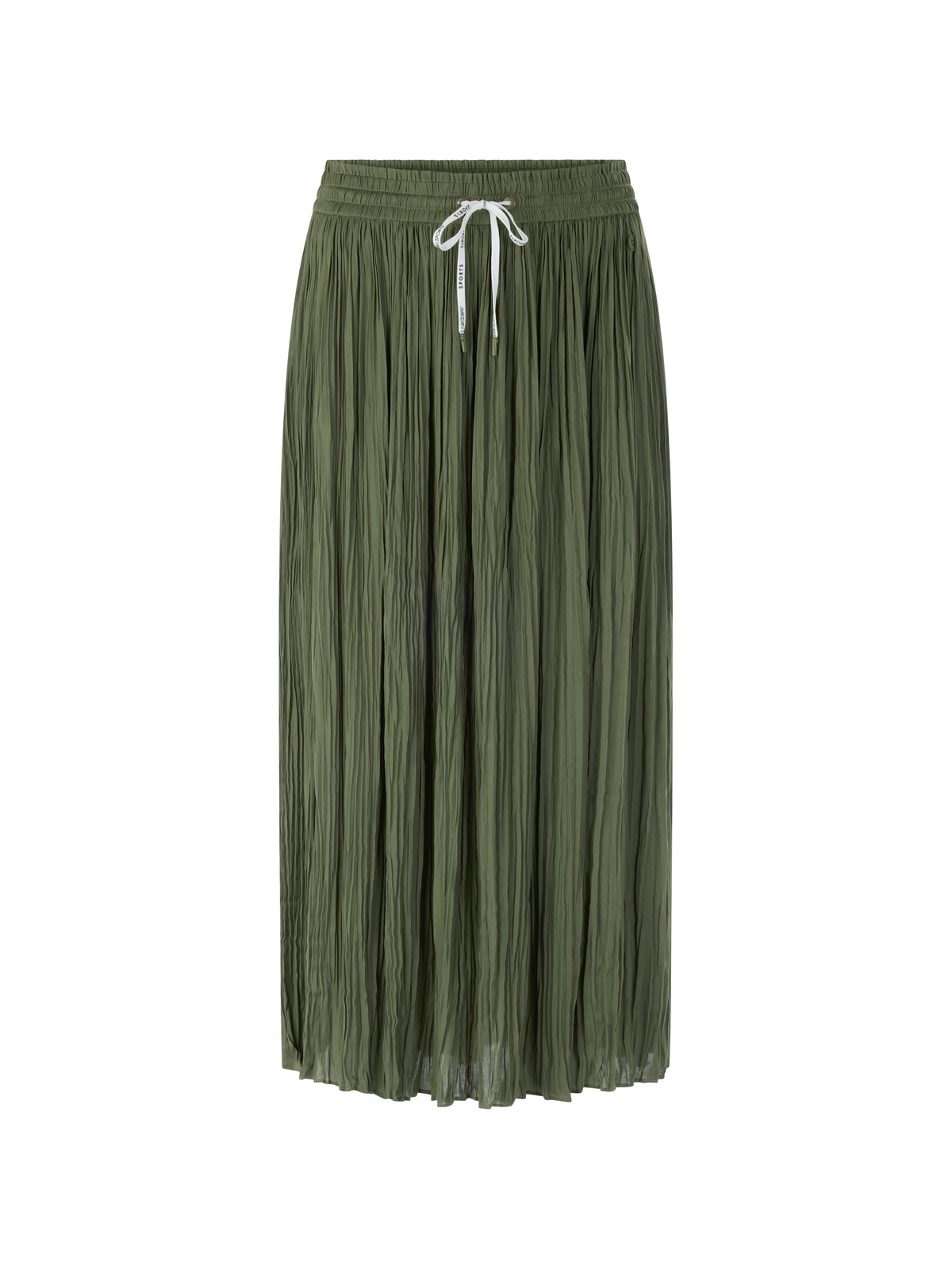 PLEATED SKIRT W ELASTIC WAISTBAND IN OLIVINE