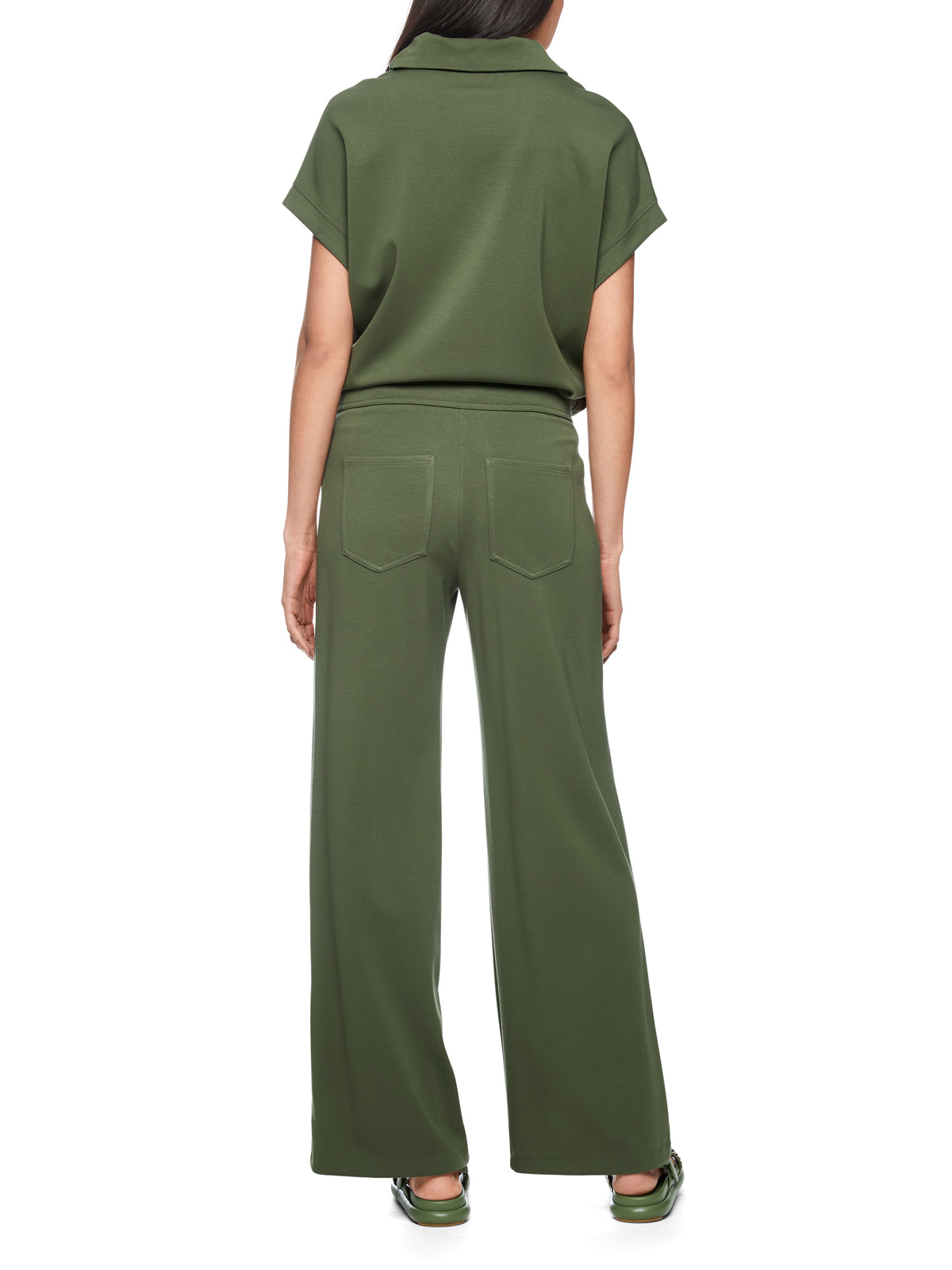 WIDE LEG RELAXED PANTS IN OLIVINE