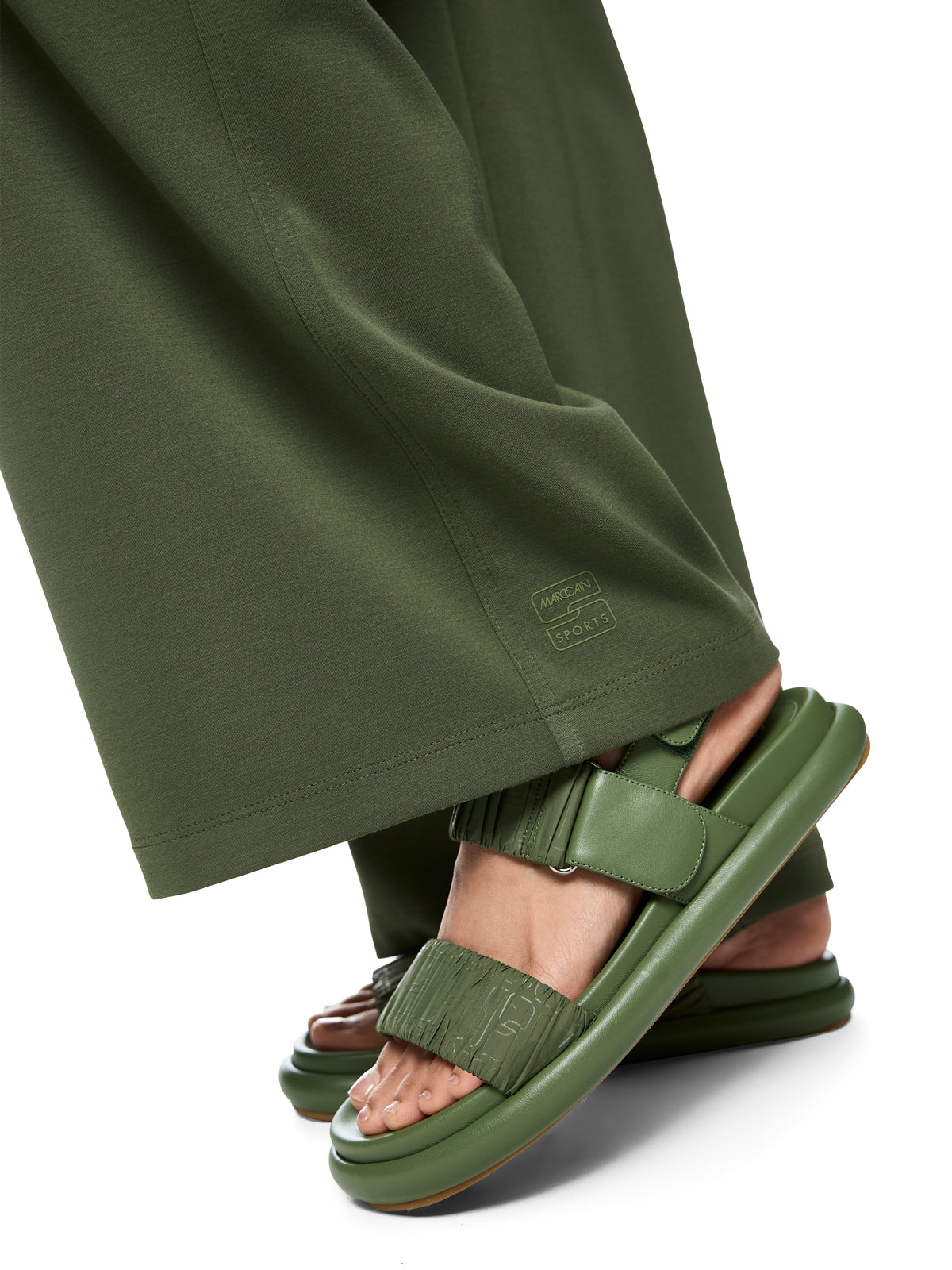 WIDE LEG RELAXED PANTS IN OLIVINE