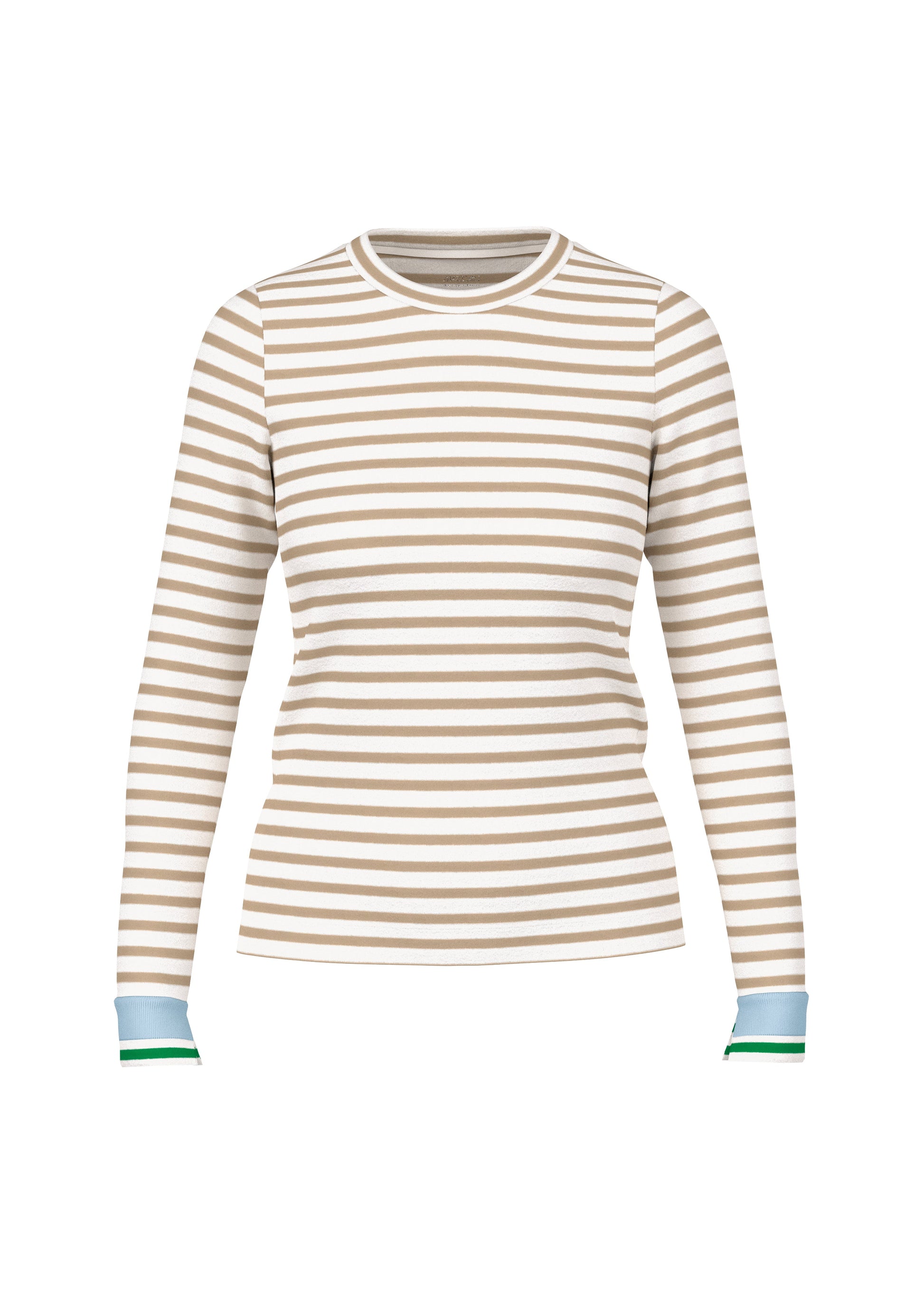 Rib Cotton T-Shirt In Light Stone Stripe by Marc Cain - view 1