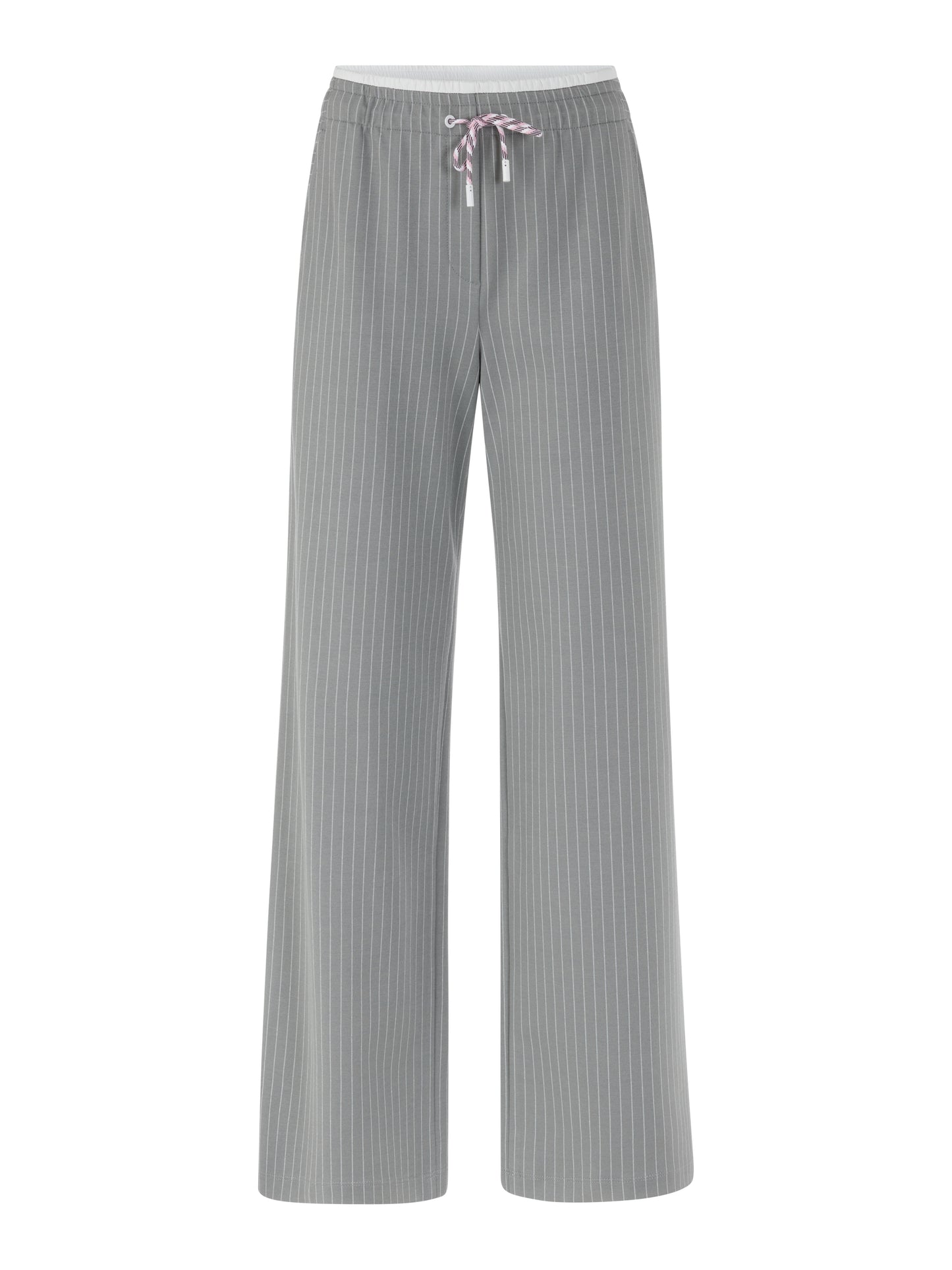 PINSTRIPE DRAWSTRING LEISURE PANTS GREY