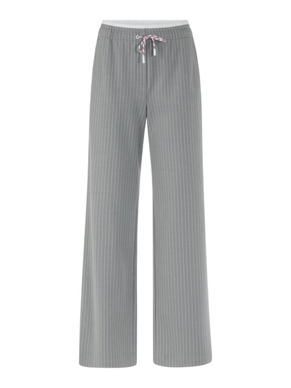 PINSTRIPE DRAWSTRING LEISURE PANTS GREY