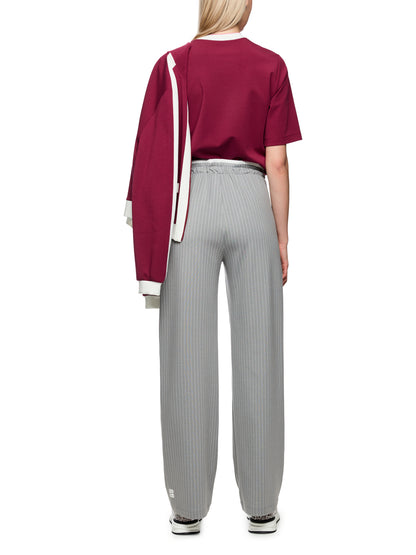 PINSTRIPE DRAWSTRING LEISURE PANTS GREY