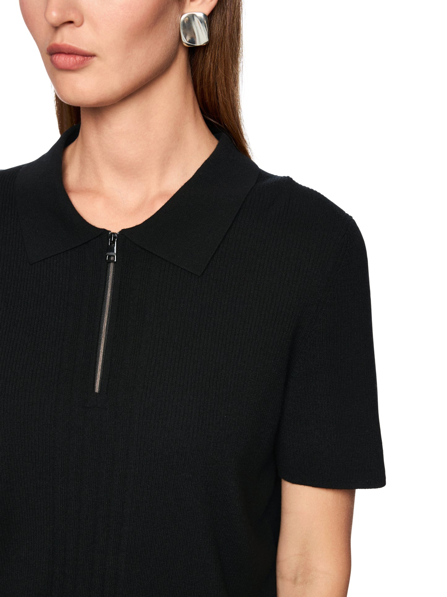 CLASSIC FIT KNITTED POLO W ZIP BLACK
