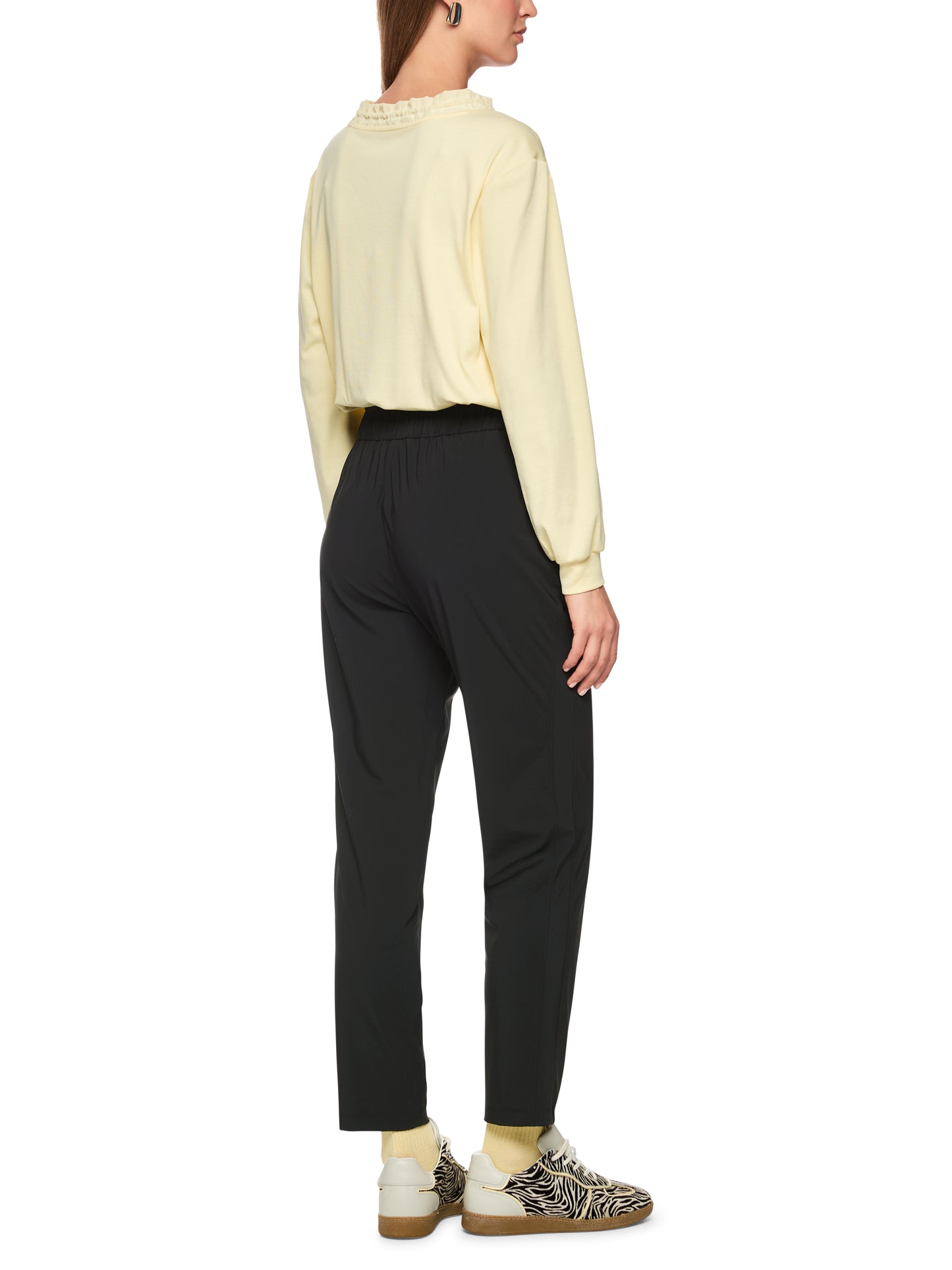 ELASTIC WAISTED LEISURE PANTS BLACK