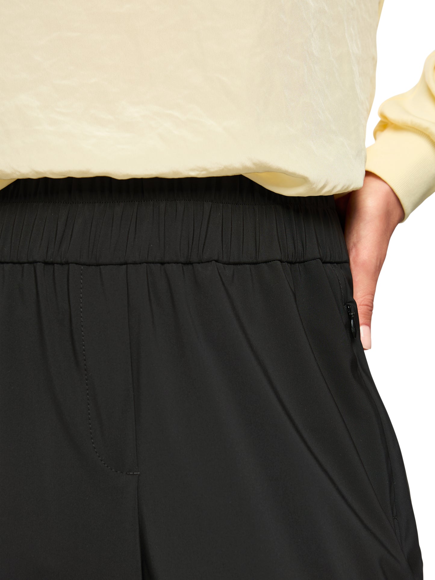 ELASTIC WAISTED LEISURE PANTS BLACK