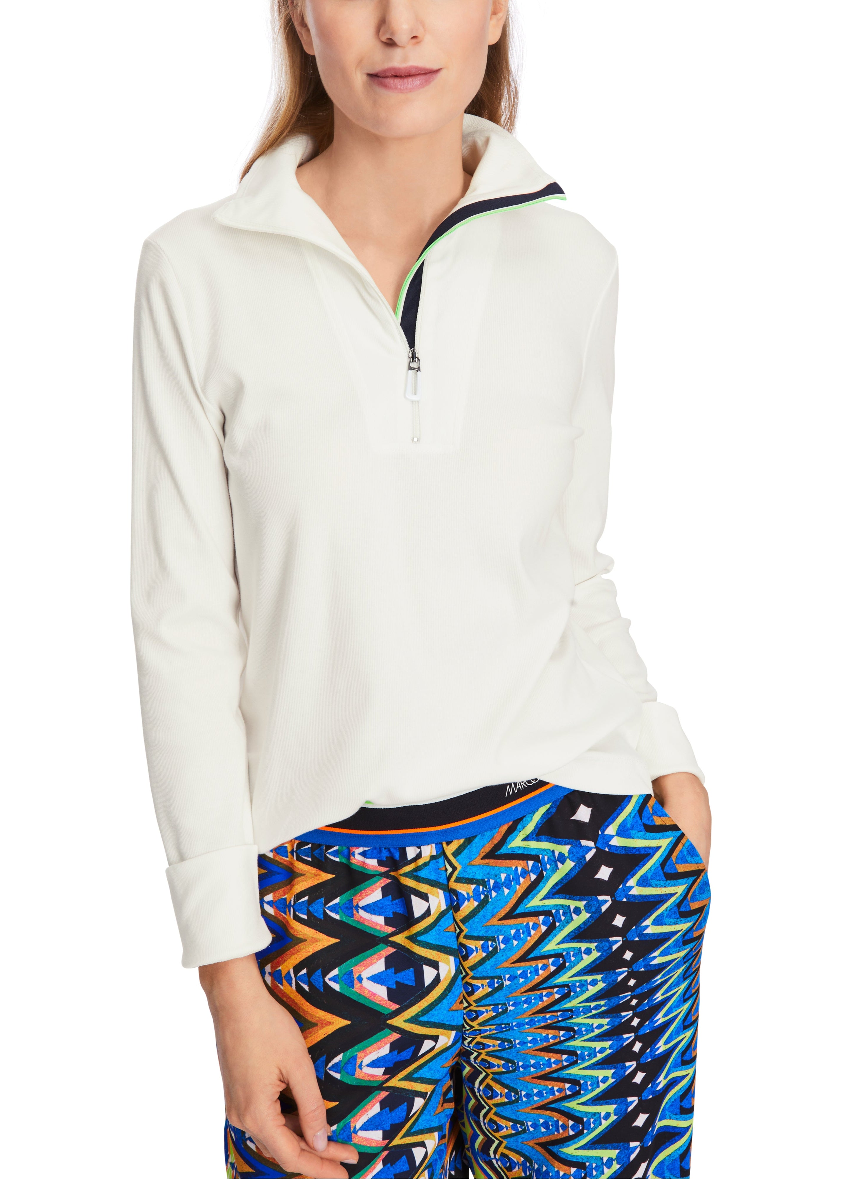LONG SLEEVE RIB TOP W ZIP NECK DETAIL – Moya Sydney