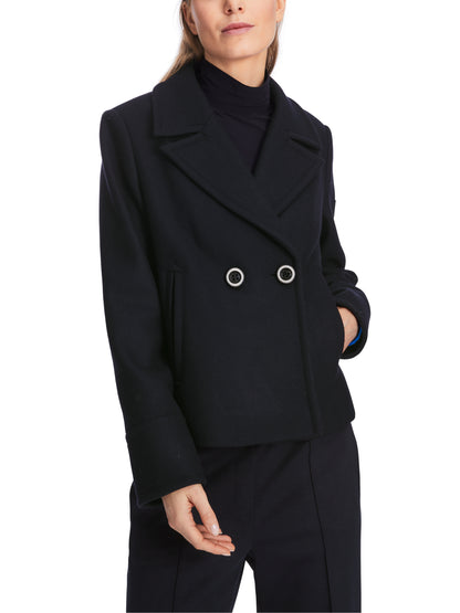 NAVY WOOL BLEND CABAN STYLE OUTDOOR JACKET