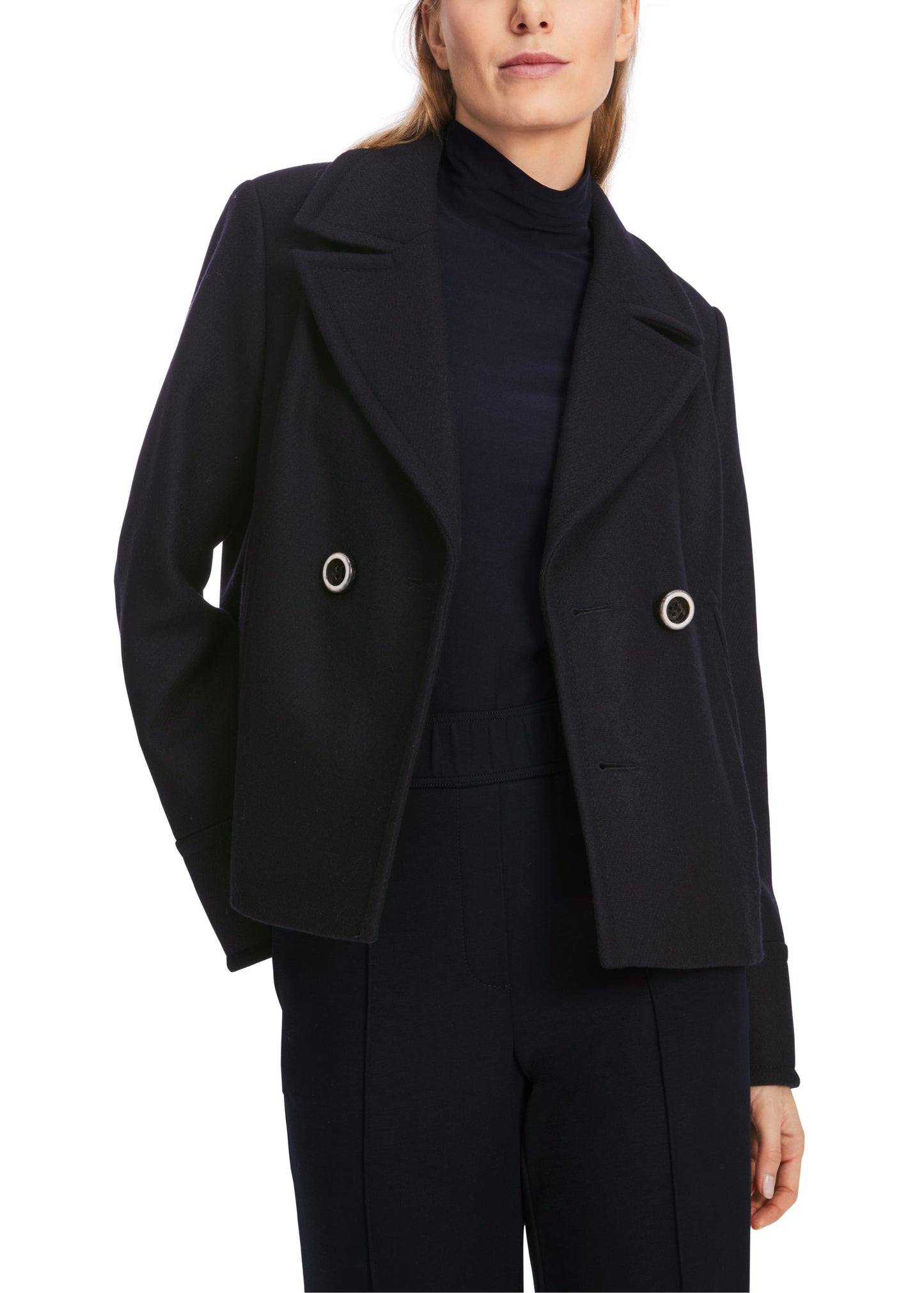 NAVY WOOL BLEND CABAN STYLE OUTDOOR JACKET